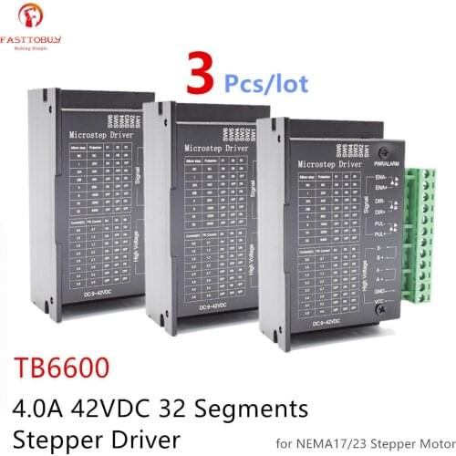 3pcs TB6600 Upgraded Version 0.5-4.0A 9-42VDC 32 Segments NEMA17/23/34 Stepper Motor Driver for Wood Router Machine Milling Kits
