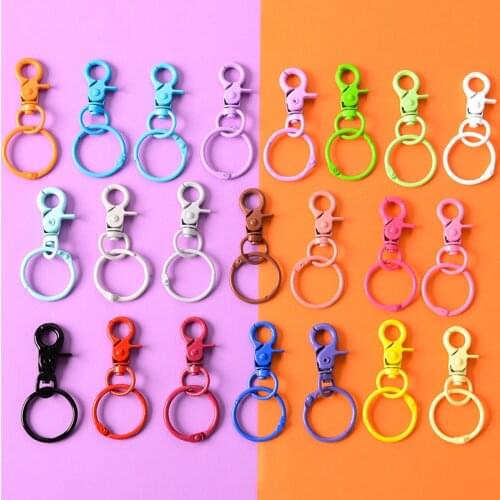 3pcs diy jewelry accessories metal color paint keychain dog buckle key ring bag pendant