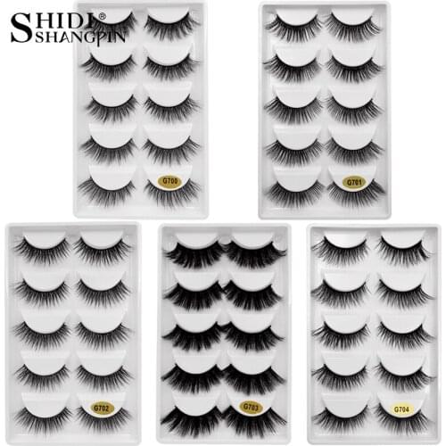 5 Pairs Multipack Soft Faux 3D Mink Lashes Wispy Fluffy Natural Long Eyelashes Hand Made Eye Makeup Extension Tools