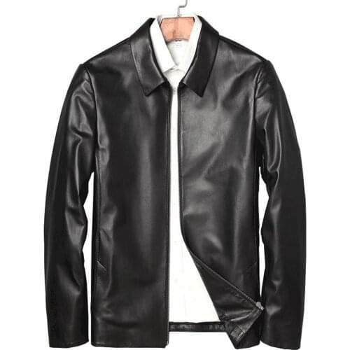 Promote Real Sheepskin Leather Coat Formal Clothing Spring Leather Genuine Overcoat Men Turn Down Collar Sheepskin Jacket