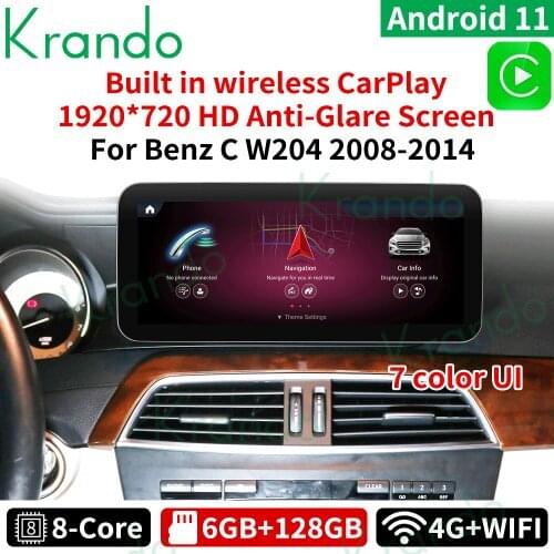 Krando Android 10.0 10.25'' Blue Ray 4+64G Car Radio Audio for Mercedes BENZ C W204 C180 C200 C220 2008-2014 NTG 4.0 4.5 Carplay