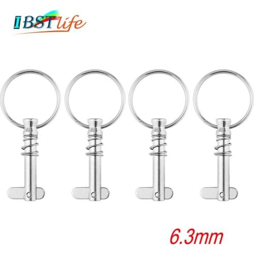 4PCS 6.3*42mm Marine Grade 1/4 inch Quick Release Pin with Ring for Boat Bimini Top Deck Hinge Marine hardware