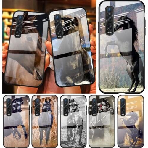 Tempered Glass Cover Anime Horse Animal For OPPO A9 2020 A52 Find X2 Lite Realme 7 7i 6 5 Pro C3 XT Phone Case Shell
