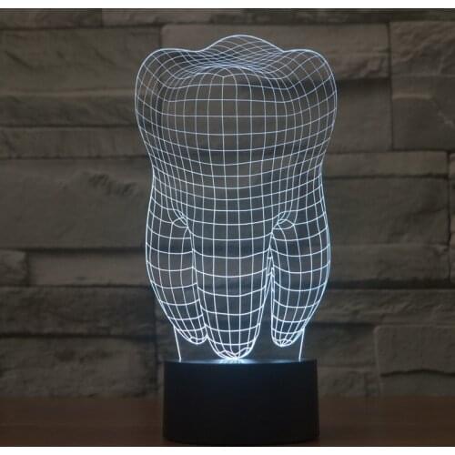 2017 New 3D creative decorative tooth shape diy atmosphere light with 7 colors USB