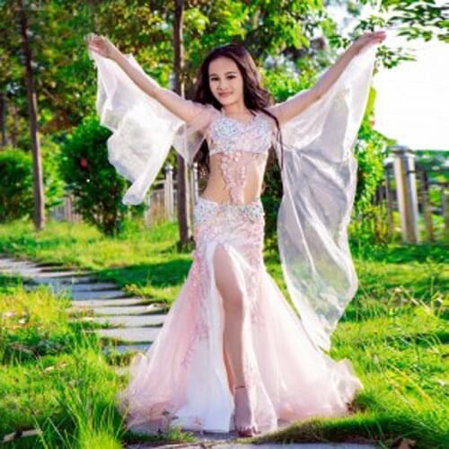 2019 Luxury high-Grade Customized Oriental Dance Costumes for kids Children Top+Skirt dancing performance Wears Set for Girls