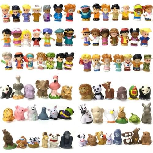 Random 25Pcs/Lot Fisher Little 2" mini People & Animal Farm Workman Girl Boy Cartoon Action Figures Toy Doll Gift - No Repeat