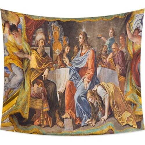 Jesus Tapestry Wall Hanging Blanket Paradise Angel Wall Carpet Church Mural
