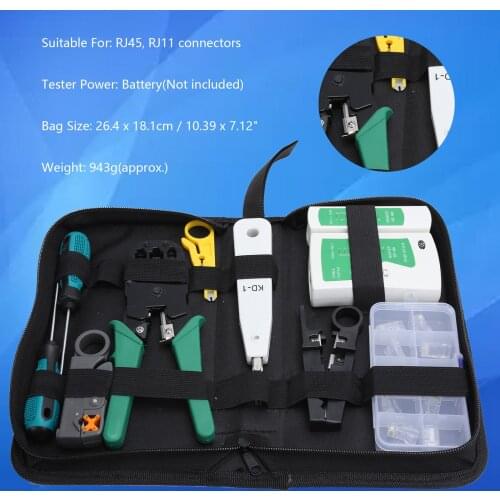 9pcs RJ45 RJ11 Cable Crimping Tool LAN Network Repair Tool Kit Utp Cable Tester Pressing Line/Tangent Pliers Crimper Clamp