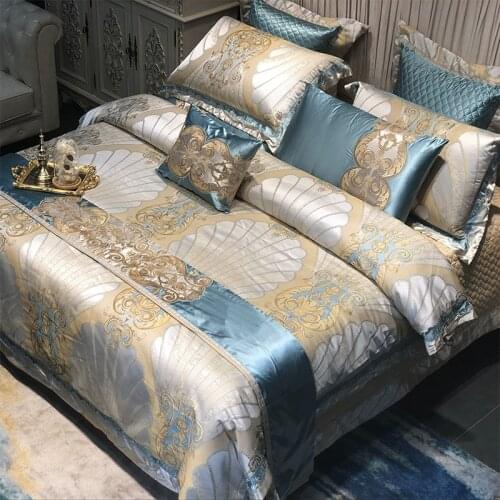 4/6/8/10Pcs Jacquard Duvet Cover Set Tribute Silk Bedding Set Luxury Linens And Bedspreads For Home