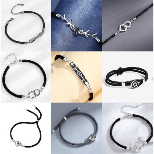 Korean Version Japanese S925 Sterling Silver Couple Bracelets Niche Braided Hand Rope Bracelet For Women Geometric Gift Jewelry