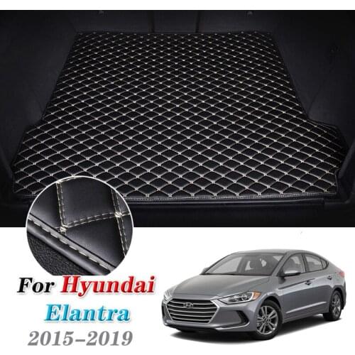 Leather Car Trunk Mats for Hyundai Elantra 2015-2019 Rear Cargo Liner Boot Tray Pad Auto Carpets Floor Mat 2018 2017 2016