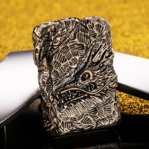 Zorro Pure Copper Heavy Armor Pandragon Tyrannoid Personality Creative Windproof Birthday Gift Kerosene Lighter
