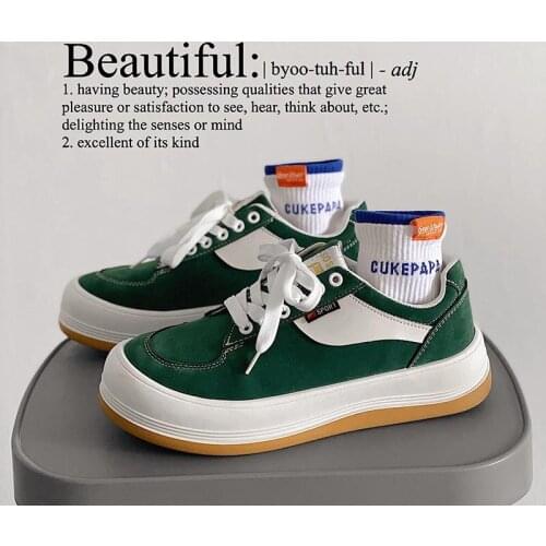 Korean Color Matching Lace-Up Trend Low-Top Sneakers Women Harajuku Style Student Man Shoes Casual Platform Couples Shoes
