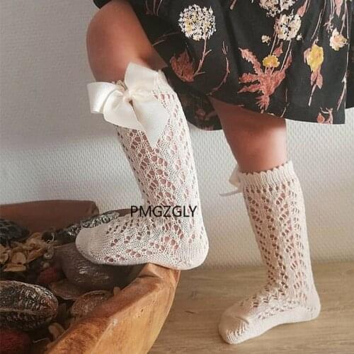 Big Bow Spanish Style Princess Toddler Girl Summer Socks Mesh Baby Girls Knee High Socks Ribbed Socks Cotton Long Tube Kids Gift