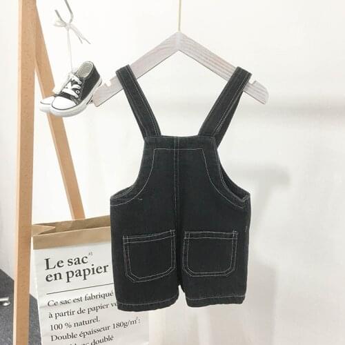 Summer Childrens Overalls Casual Loose Black Kids Jumpsuit Jeans Oveoalls Baby Clothing Denim Shorts Girls Boys Suspender Pant