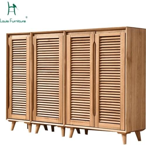 Louis Fashion Shutter Door Large Capacity Breathable Oak Door Cabinet