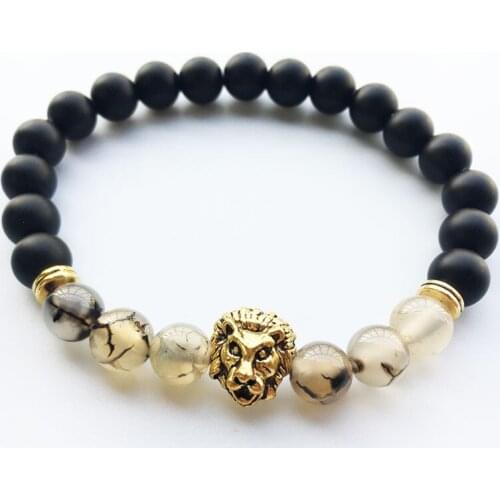 Fashion Bracelet For Women Men Animal Lion Design Black And White Beads Made Personality Jewelry Design Provide Dropshipping