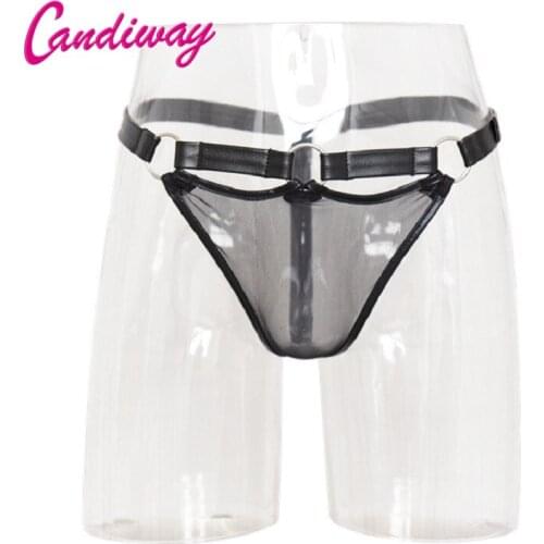 Hot Brand Exotic Leather Men Sexy Underwear Thongs Silk Lace Mens Gay Tangas Underpants Sexy Lingerie Men Low-Waist G-Strings