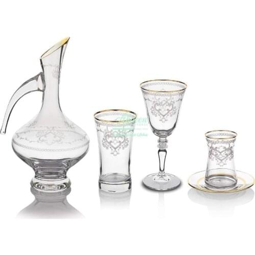 Schafer Köln Glass Cup Set 49 Pieces Gold-005