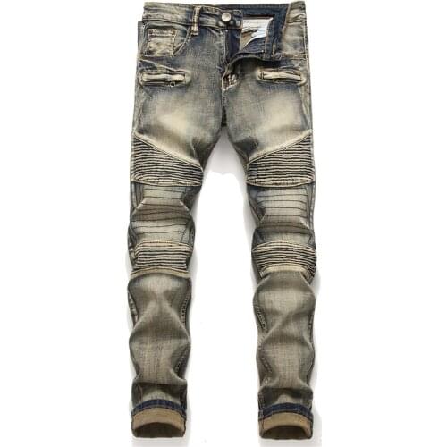New Fashion 2021 Mens Slim Biker Jeans Skinny Motorcycle Jean Homme Autumn Ripped Straight Denim Pants Men Destroyed Jeans
