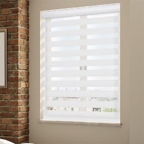 Top Quality Zebra Shades Roller Blinds Silk Sheer Day Night Window Curtain Easy Install Dual Layers Light Filtering Fabric L2