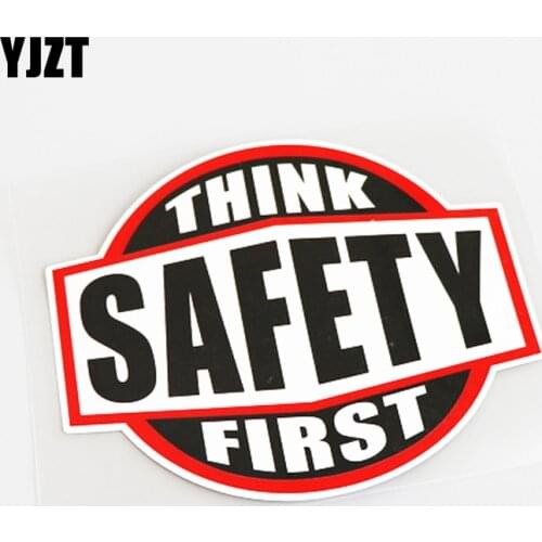 YJZT 15CM*13CM Warning Mark THINK SAFETY FIRST Decal Car Sticker PVC Decoration 13-0567