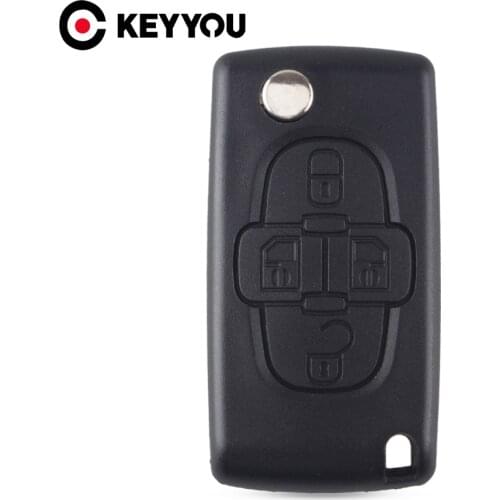 KEYYOU 20x 4 Buttons Flip Floding Remote Key Fob Case Shell Fob For Peugeot 1007 Uncut Blade HU83 CE0523