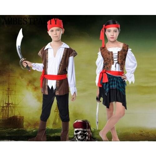 Halloween Christmas Gift Pirate Costumes Girls boys Party Cosplay Costume Children Adult Performance clothing Couples Clothes