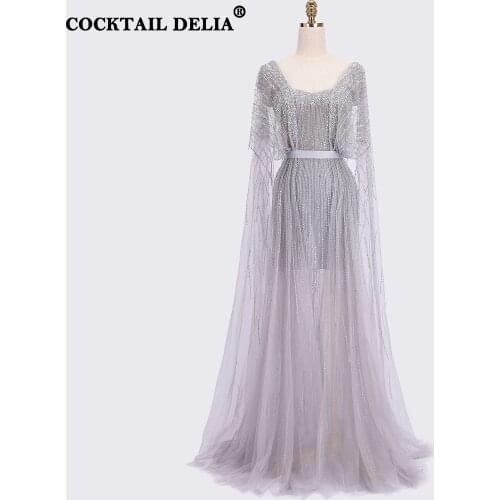 Sliver Woman Wedding Evening Dresses Elegant Luxury 2021 Dubai Prom Dresses Long Sleeves For Muslim Sparkly Beading Crystal Gown