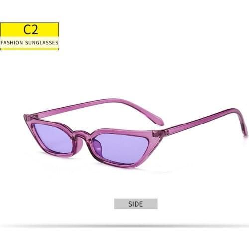 Stylish Small Lens Narrow Cat Eye Sunglasses Women UV400 Plastic Shield Cateye Glasses