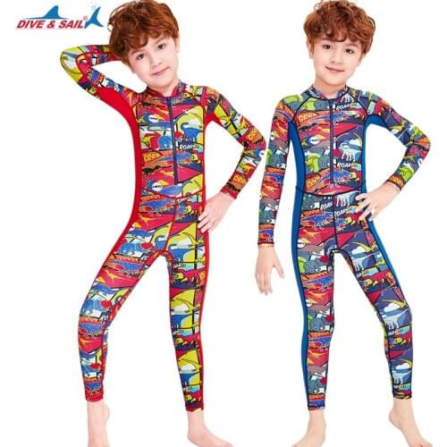 UPF50+ Dive Skins Full Body Swimsuit Wetsuit Rash Guard Bathing Suit for Boys Girls, Long Sleeve Swimwear One Piece Front Zip