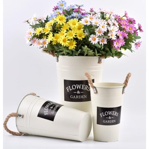 Vintage Wrought Iron Flower Vase Succulent Pot Plant Bucket Dry Flower Bucket Nordic Home Decor Wedding Party Vase Decoration