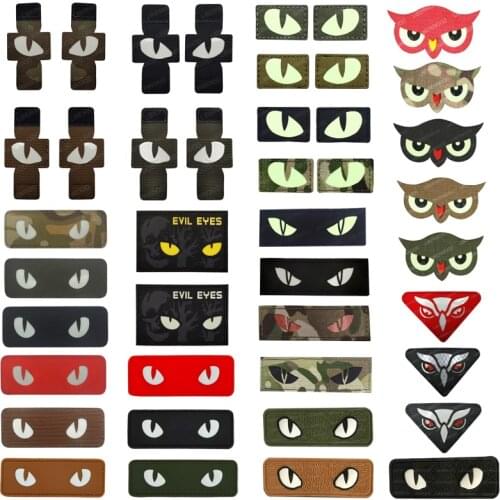 Cat Eyes Hook Fasteners Tactical Patch Glow In Dark Military Combat Applique Patch For Hats Helmet Backpack Parche Militar