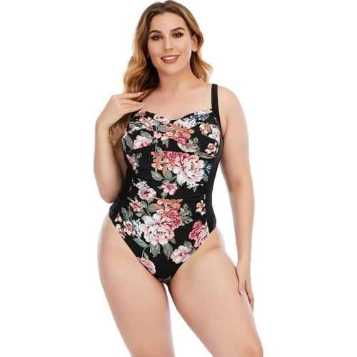 2021 New WomenS Plus-Size Plus Fat One-Piece Swimsuit Print Swimwear 5 Colors 4 Sizes XXL SW210