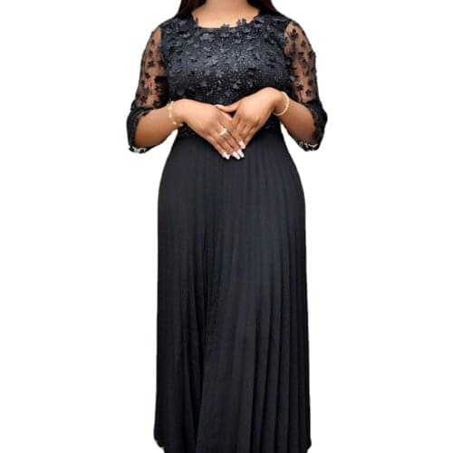 2021 New Arrival Summer Sexy African Women O-neck Black Color Long Dress African Dresses for Women