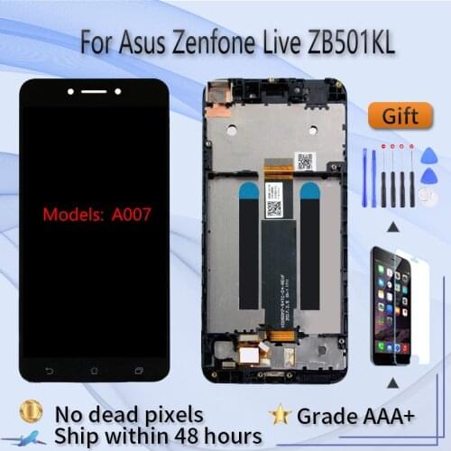 For Asus Zenfone Live ZB501KL LCD screen assembly with front case touch glass, A007 X00FD LCD Display original White Black