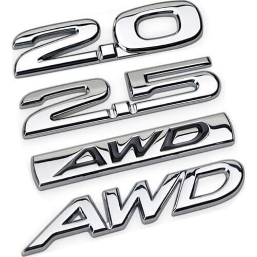 1Pcs Chrome Metal Alloy 2.0 2.5 AWD Auto Car Body Side Rear Trunk Lid Sticker Badge Displacement Emblem For MS Mazda
