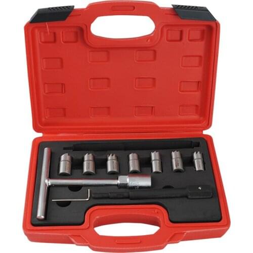 10pcs Diesel Injector Seat Cutter Set Cleaner Carbon Remover Tools Kit