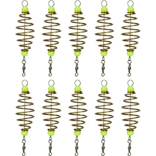 10Pcs/Set Alloy Copper Feeder Dropshipping Fishing Tackle Bait Accessory Fishing Bait Spring Lure Inline Hanging Tackle G99D