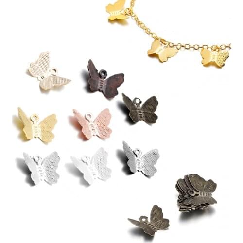 100Pcs/Lot Metal 3D Butterfly Pendant Charms For Necklace Bracelet Earrings DIY Accessories Animal Jewelry Making Supplies