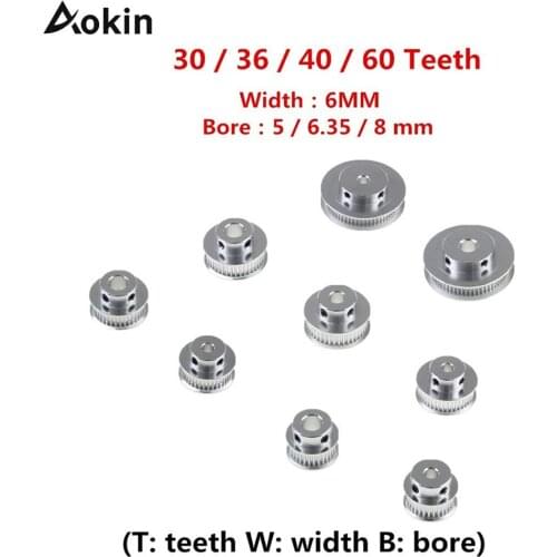 2pcs Gt2 Timing Pulley 30 36 40 60 Tooth Wheel Bore 5mm 8mm Aluminum Gear Teeth Width 6mm Parts For Reprap 3d Printers Part