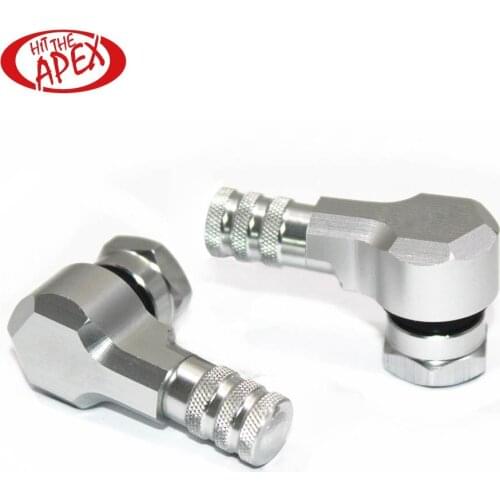 11.3mm Aluminum Alloy Wheel Tire Valve Stems Caps 90 Degree for Universal Motorcycle Bike, Mower and Scooter 2 Pack