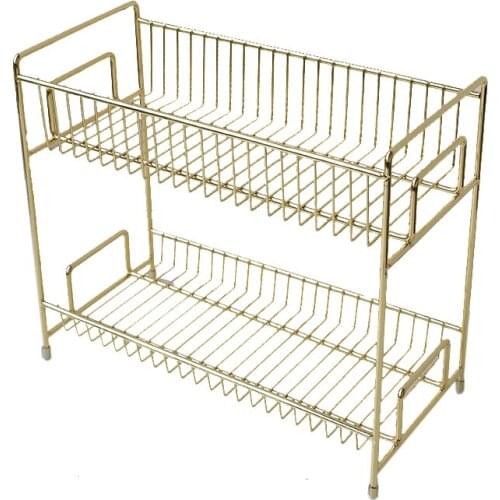 2 Layers Metal Cosmetics Storage Rack Bathroom Makeup Organizer Kitchen Seasoning Iron Storage Shelves Makeup Organizer Box