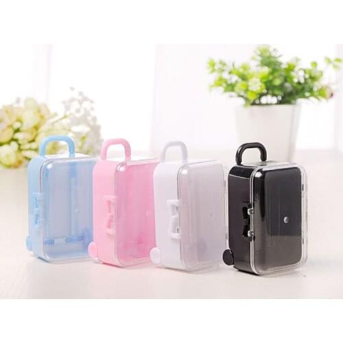 200pcs Travel Themed Mini Travel Suitcase Trolley Wedding Favor Box Plastic Candy Box lin4067