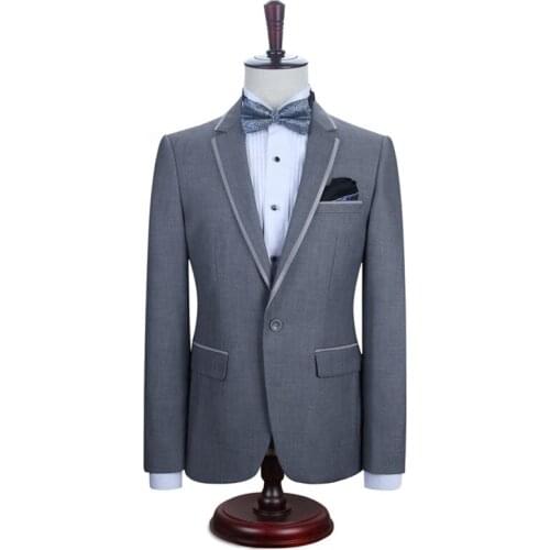 2021 Gray Men Suits Costume Mariage Homme Blazer Jacket Men Tuxedos Notched Lapel Groom Wedding Suits 2 Piece Coat+Pants