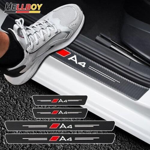 4PCS Carbon Fiber Car Body Door Sill Protector Decals Stickers For AUDI A4 B6 B7 B8 B9 S4 Sline A3 A5 A6 Q3 Q5 Q7 Accessories