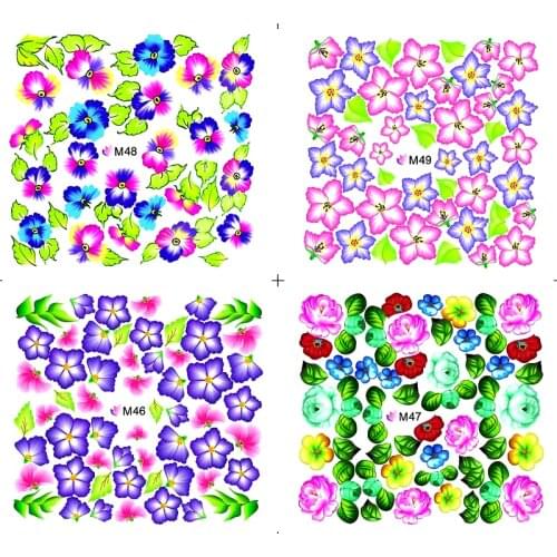4 PACKS / LOT Nail Art Water Transfers Stickers Nail Decals Stickers FLOWER FULL COVER VIOLET AZALEA LILAC M046-M49