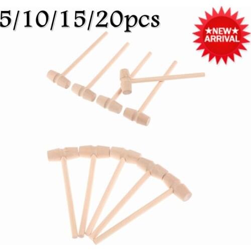 5/10/15/20 Pieces Mini Natural Wooden Hammer Mallet For Dollhouse Playing House Supplies