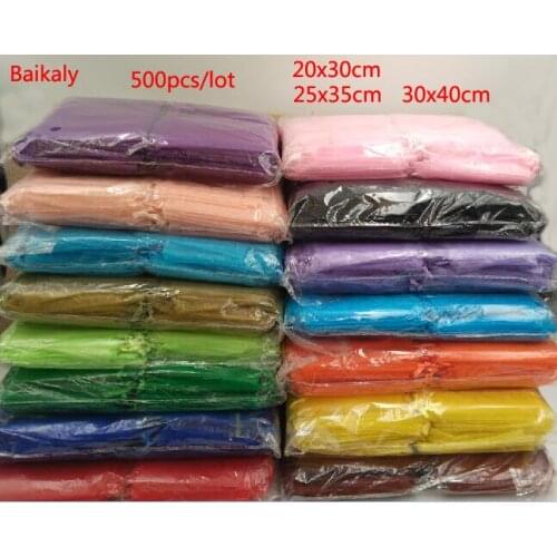 500pcs 15x20 20x30cm 25x35 30x40cm Drawstring Organza bag Wedding Christmas Gift Bags Jewelry Packaging Organza Pouches & Bags