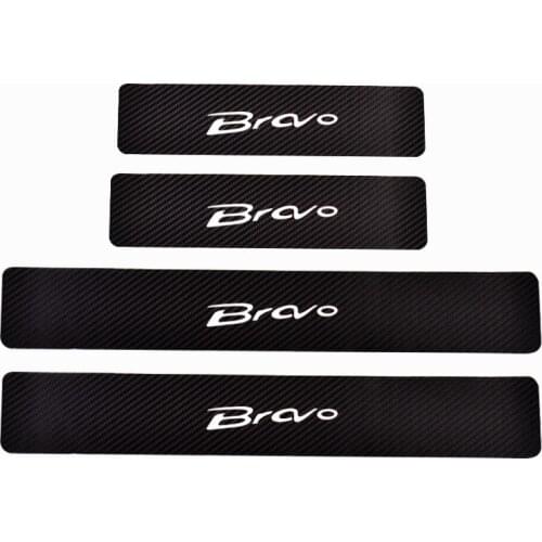 Car Accessories For Fiat Bravo 4PCs Carbon Fiber Pu leather Door Threshold Guard